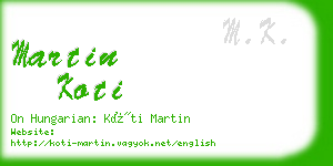 martin koti business card